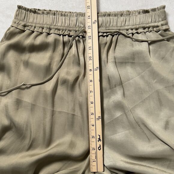 House of Harlow 1960 Womens Satin Wide Leg Hi-Waist Pants Olive Sz M Pull-On - Picture 7 of 10